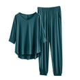 thumbnail image 1 of APEXFWDT Women's Modal Pajama Set Half Sleeve V-Neck Top & Cuffed Pants, Loose Soft Loungewear Breathable Sleepwear,XL,Army Green, 1 of 6