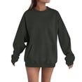 thumbnail image 1 of APEXFWDT Women's Oversized Drop Shoulder Sweatshirt Light Fleece-Lined Long Sleeve Crew Neck Pullover with Kangaroo Pocket,M,Dark Gray, 1 of 4