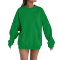 thumbnail image 1 of APEXFWDT Women's Oversized Drop Shoulder Sweatshirt Light Fleece-Lined Long Sleeve Crew Neck Pullover with Kangaroo Pocket,S,Army Green, 1 of 4