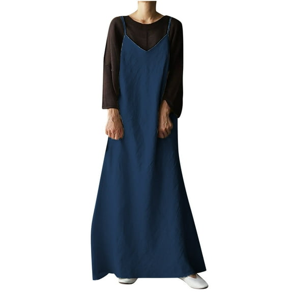 APEXFWDT Women's Oversized Linen Maxi Dress Sleeveless Summer A-Line Sundress Tunic Shirt Dresses Casual Loose Long Dress