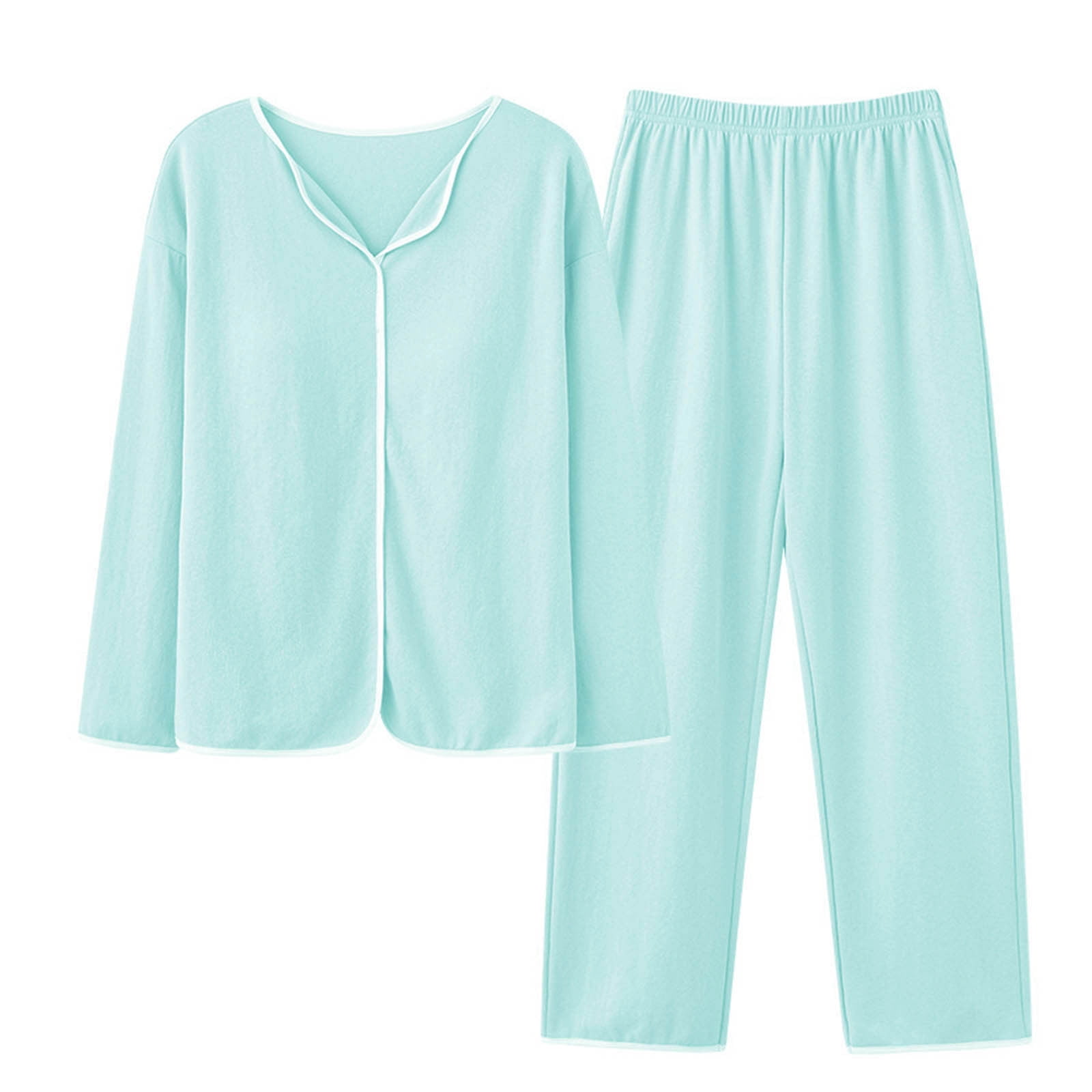 Long Sleeve Two Piece Pyjama Set Built In Bra