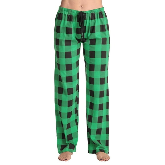APEXFWDT Women's Plaid Drawstring Sleep Pants Plus Size Elastic Waist Lounge Pants Soft Comfortable Casual Sleepwear,XXXL,Green