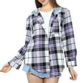 thumbnail image 1 of APEXFWDT Women's Plaid Hooded Shirt Jacket Button-Down Lightweight Long Sleeve Cardigan for Fall Outdoor Walks & Casual Gatherings,S,Purple, 1 of 4
