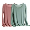 thumbnail image 1 of APEXFWDT Women's Plus Size Basic Tshirt Modal Long Sleeves Round Neck Tee Tops Casual Stretch Fit Active Athletic T-Shirt XL-6XL, 1 of 2