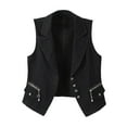 thumbnail image 1 of APEXFWDT Women’s Plus Size Cropped Denim Vest V-Neck Button-Up Vest with Pocket Blazer-Style Crop Jacket，XXXL,Black, 1 of 4