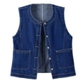 thumbnail image 1 of APEXFWDT Women’s Plus Size Denim Vest Round-Neck Button-Up Cropped Vest Sleeveless Denim Jacket for Casual & Streetwear，XXXL,Dark Blue, 1 of 4