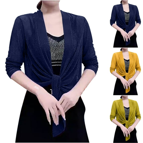 APEXFWDT Women's Plus Size Long Sleeve Cardigan Cropped Mesh Chiffon Open Front Lightweight Cardigan for Dress Shawl XL-4XL