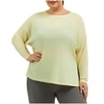 thumbnail image 1 of APEXFWDT Women's Plus Size Long Sleeve T-Shirt Moisture-Wicking Athletic Top with Side Slits for Workouts & Gym,XXXL,Yellow, 1 of 6