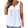 thumbnail image 1 of APEXFWDT Women's Plus Size Pleated Tank Top Sleeveless Loose V-Neck Tunic Blouse Solid Summer Top for Beach Trips & Daily Leisure,XXXL,White, 1 of 5
