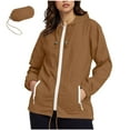 thumbnail image 1 of APEXFWDT Women's Plus Size Rain Jacket Waterproof Lightweight Packable Zip-Up Hooded Coat Practical Rainwear with Zip Pockets,XXL,Brown, 1 of 6