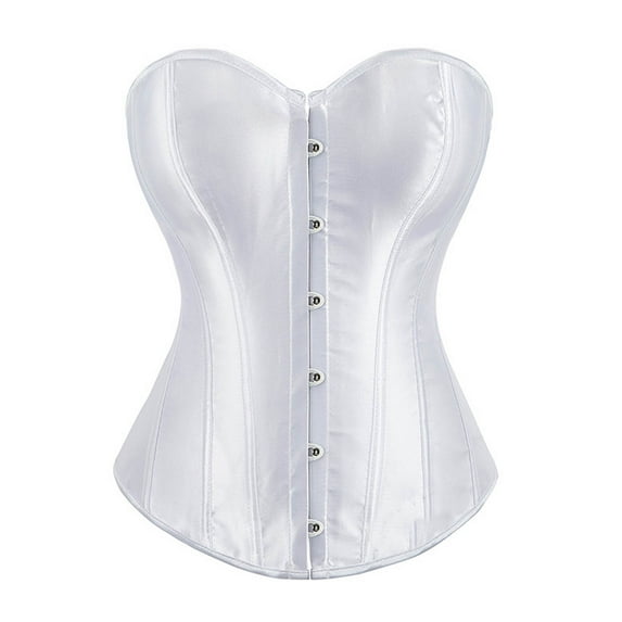 APEXFWDT Women's Plus Size Satin Corsets Top Lace Up Boned Overbust Corset Bustier Body Shaper Bustier Satin Waist Cincher