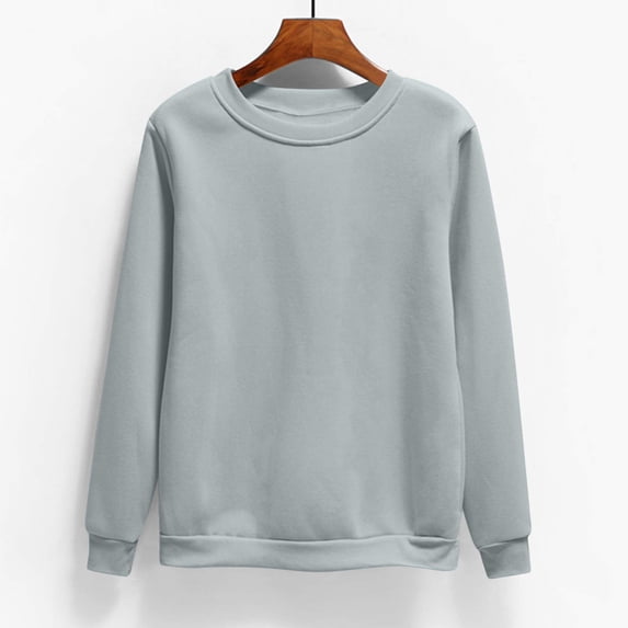 APEXFWDT Women's Plus Size Solid Crewneck Sweatshirt Relaxed Fit Long Sleeve Pullover with Ribbed Hem & Cuffs,XXXXL,Gray