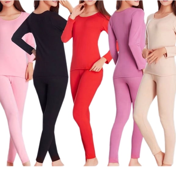 APEXFWDT Women's Plus Size Thermal Pajama Set S-5X - Lightweight Stretch Long Johns Underwear Set Cold Weather Essentials