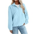 thumbnail image 1 of APEXFWDT Women's Polar Fleece Half-Zip Hoodie - Drop Shoulder Long Sleeve Collared Pullover Warm Casual Outerwear with Pockets,S,Blue, 1 of 8