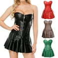 thumbnail image 1 of APEXFWDT Women's Punk Rock Faux Leather Corset with Skirt Retro Waist Cincher Bustier Steampunk Goth Overbust Waist Cincher, 1 of 6