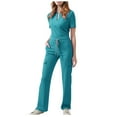 thumbnail image 1 of APEXFWDT Women's Scrub Set 2-Piece - V-Neck Short Sleeve Top and Drawstring Straight-Leg Cargo Pants, Medical Workwear,L,Sky Blue, 1 of 3