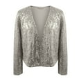 thumbnail image 1 of APEXFWDT Women's Sequin Cropped Cardigans Jacket Long Sleeve Sparkly Shrugs Open Front Casual Trendy Glitter Bolero Cardigans for Women, 1 of 4
