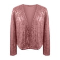 thumbnail image 1 of APEXFWDT Women's Sequin Cropped Cardigans Jacket Long Sleeve Sparkly Shrugs Open Front Casual Trendy Glitter Bolero Cardigans for Women, 1 of 4