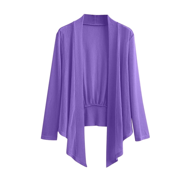 APEXFWDT Women's Sheer Cardigan Plus Size Lightweight Long Sleeve Open Front Loose for Layering & Beach Wear,XL,Purple
