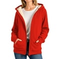 thumbnail image 1 of APEXFWDT Women's Sherpa-Lined Hoodie Jacket Zip-Up Drop Shoulder Casual Sweatshirt Outerwear Warm Wear for Winter Coffee Runs,XXL,Red, 1 of 8
