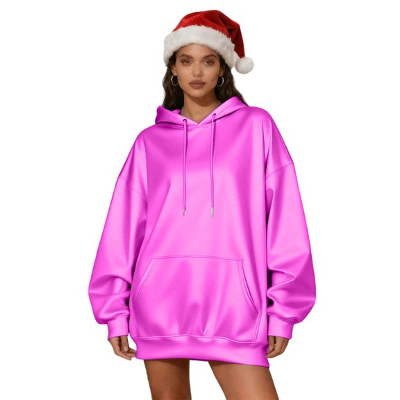 APEXFWDT Women's Shiny Oversized Sweatshirt Solid Color Fashion Crewneck Pullover Long Sleeve Casual Top for Friend Gatherings