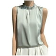 thumbnail image 1 of APEXFWDT Women's Silk-Cool Tank Top Sleeveless Ruffle Collar Solid Camisole Lightweight Inner Wear for Summer & Daily Layering,XXL,Green, 1 of 3