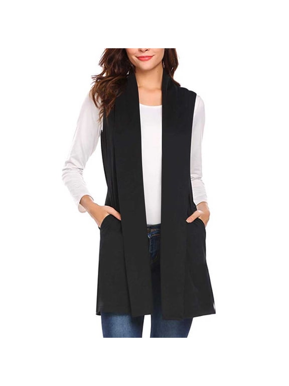 APEXFWDT Women's Sleeveless Cardigan Jacket Lightweight Summer Open Front Vest Casual Mid-Long Draped Duster Vest