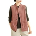 thumbnail image 1 of APEXFWDT Women's Sleeveless Corduroy Vest Jacket with Pocket Snap Button Crewneck Vest for Women Casual Outerwear Vest Top L,Pink, 1 of 8