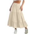 thumbnail image 1 of APEXFWDT Women's Summer Boho Skirt Flowy Tiered Long Skirt Casual Flared Hem Skirt Elegant Vacation Skirt for Daily Wear,XL,Beige, 1 of 6