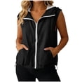 thumbnail image 1 of APEXFWDT Women's Lightweight Hooded Vest, Sleeveless Zip Up Sun Protection Jacket Drawstring Hem Casual Outerwear, 1 of 8