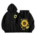 thumbnail image 1 of APEXFWDT Women’s Sunflower Print Hooded Sweatshirt Lightweight Fleece Long Sleeve Pullover Fall/Winter Casual Wear，S,Black, 1 of 5