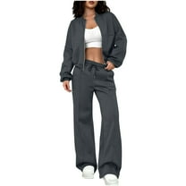 APEXFWDT Women’s Sweatsuit Set – Zipper Baseball Jacket and Casual Straight Fit Drawstring Sweatpants Sporty Casual Tracksuit,XXXL,Dark Gray