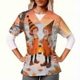 thumbnail image 1 of APEXFWDT Women's Thanksgiving Print Scrub Top Cute Granphic Nurse Uniform Short Sleeve V-Neck Top Holiday Workwear,XL,Orange, 1 of 6