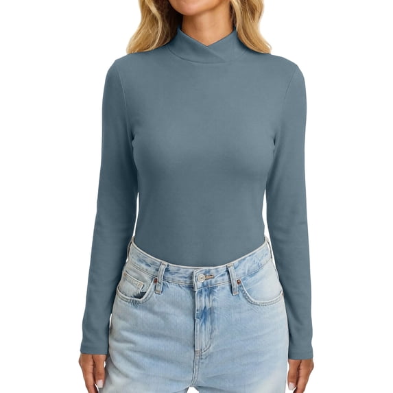 APEXFWDT Women's Thermal Mock Neck Top Lightweight Fleece Lined Long Sleeve Base Layer Shirt for Cold Weather