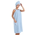 thumbnail image 1 of APEXFWDT Women's Towel Wrap with Hair Towel, Snap Button Spa Shower Fleece Robe Absorbent Microfiber Bathrobe for Home Hotel Pool, 1 of 7