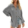 thumbnail image 1 of APEXFWDT Women's Waffle Knit Shirt Jacket Loose Fit Long Sleeve Button-Down Shirt with Chest Pocket Casual Outerwear,L,Gray, 1 of 7