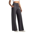 thumbnail image 1 of APEXFWDT Women's Wide-Leg Yoga Pants Drawstring Lightweight High-Waisted Workout Pants Loose Athletic Trousers with Pockets,S,Dark Gray, 1 of 4
