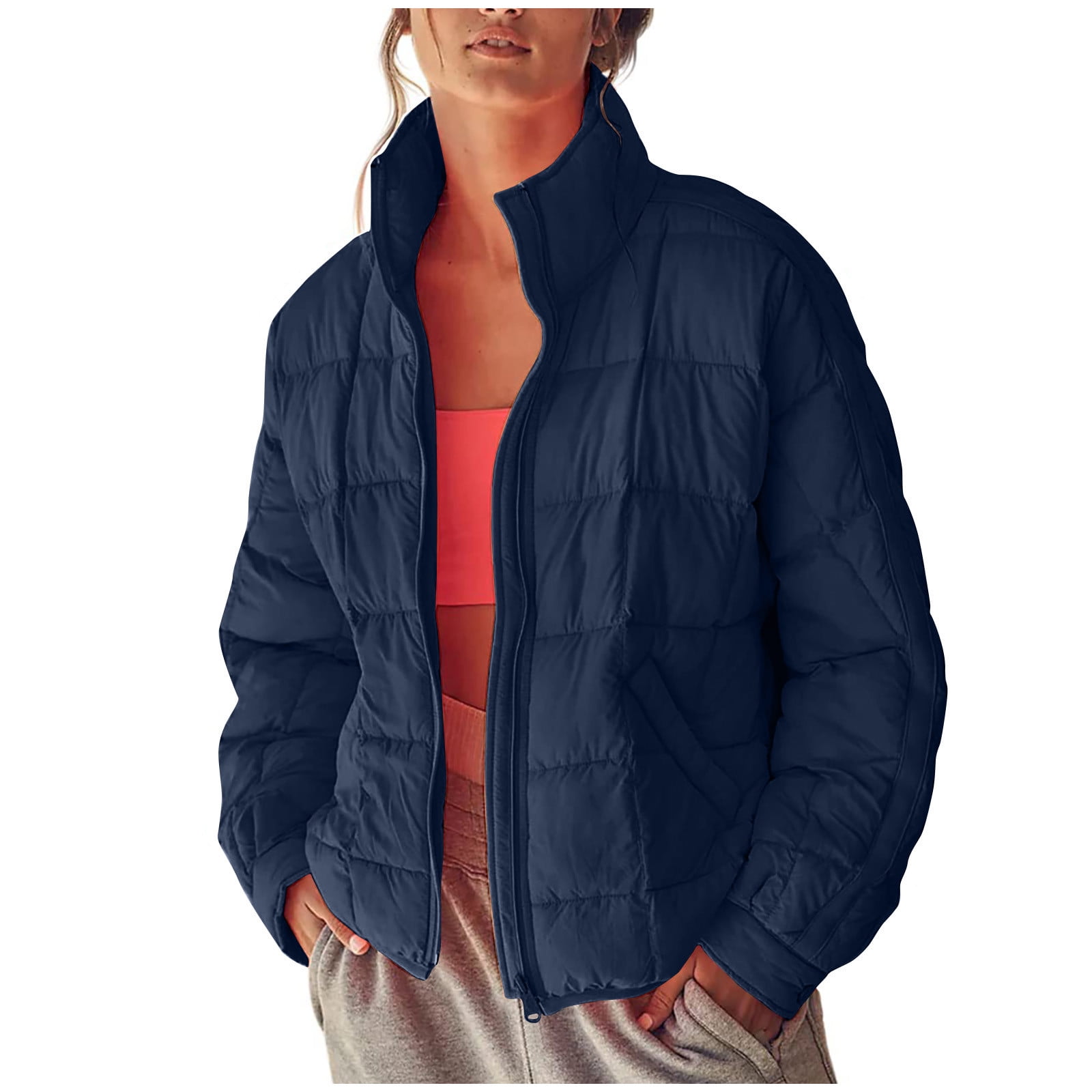 APEXFWDT Women’s Winter Cropped Puffer Jacket Coat Short Warm Quilted