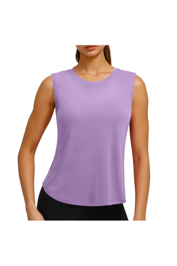 Women's Workout Tank Tops Sleeveless Yoga Athletic Top,S,Purple