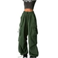 thumbnail image 1 of APEXFWDT Women's Y2K Cargo Pants - Lightweight Wide Leg Parachute Pants Vintage Multi-Pocket Baggy Pants Streetwear Fashion Outfits Summer ,M,Green, 1 of 5