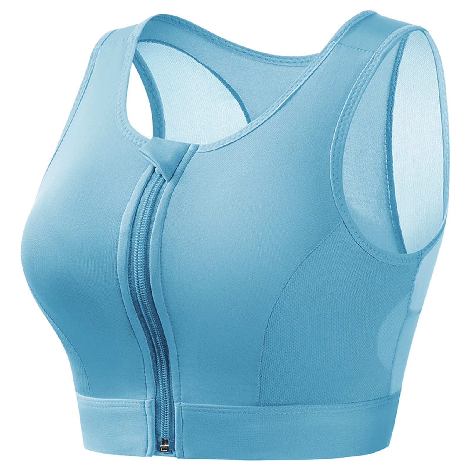 Contour Zip-Front Sports Support Bra in Jasmine White