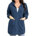 thumbnail image 1 of APEXFWDT Women's Zip-Up Mid-Length Hoodie Jacket Fleece-Lined Long Sleeve Athletic Sweatshirt with Pockets, Warm Outerwear,L,Blue, 1 of 9