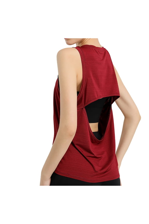 APEXFWDT Womens Backless Workout Tops Open Back Athletic Yoga Running Tank Tops Casual Muscle Tank Yoga Shirts for Women