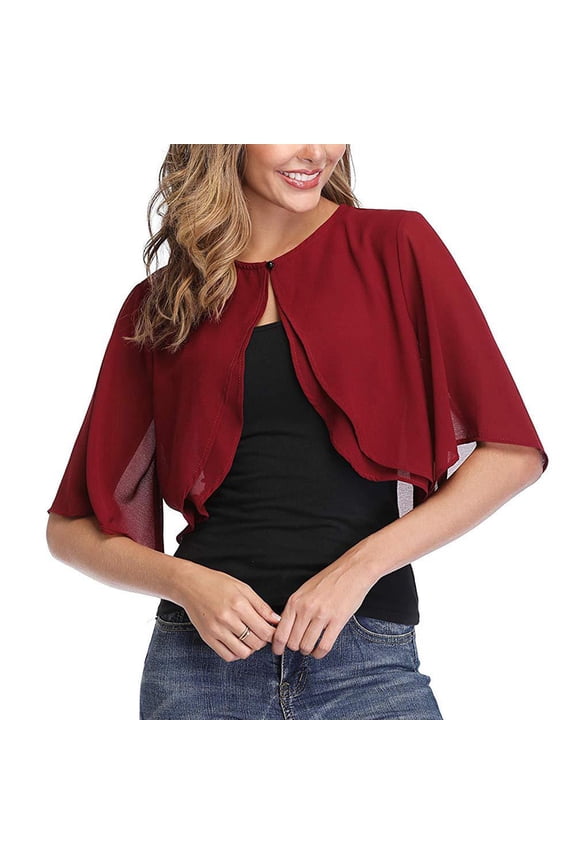 Womens Bolero Shrug Soft Chiffon Open Front Sheer Short Sleeve Cropped Cardigans for Evening Dress Casual Mesh Sheer Cardigan