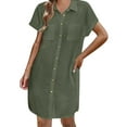 thumbnail image 1 of APEXFWDT Womens Button Down Shirt Dress Summer Cotton Linen Shift Mini Dress V-Neck Casual Short Sleeve Loose Tunic Dresses, 1 of 9