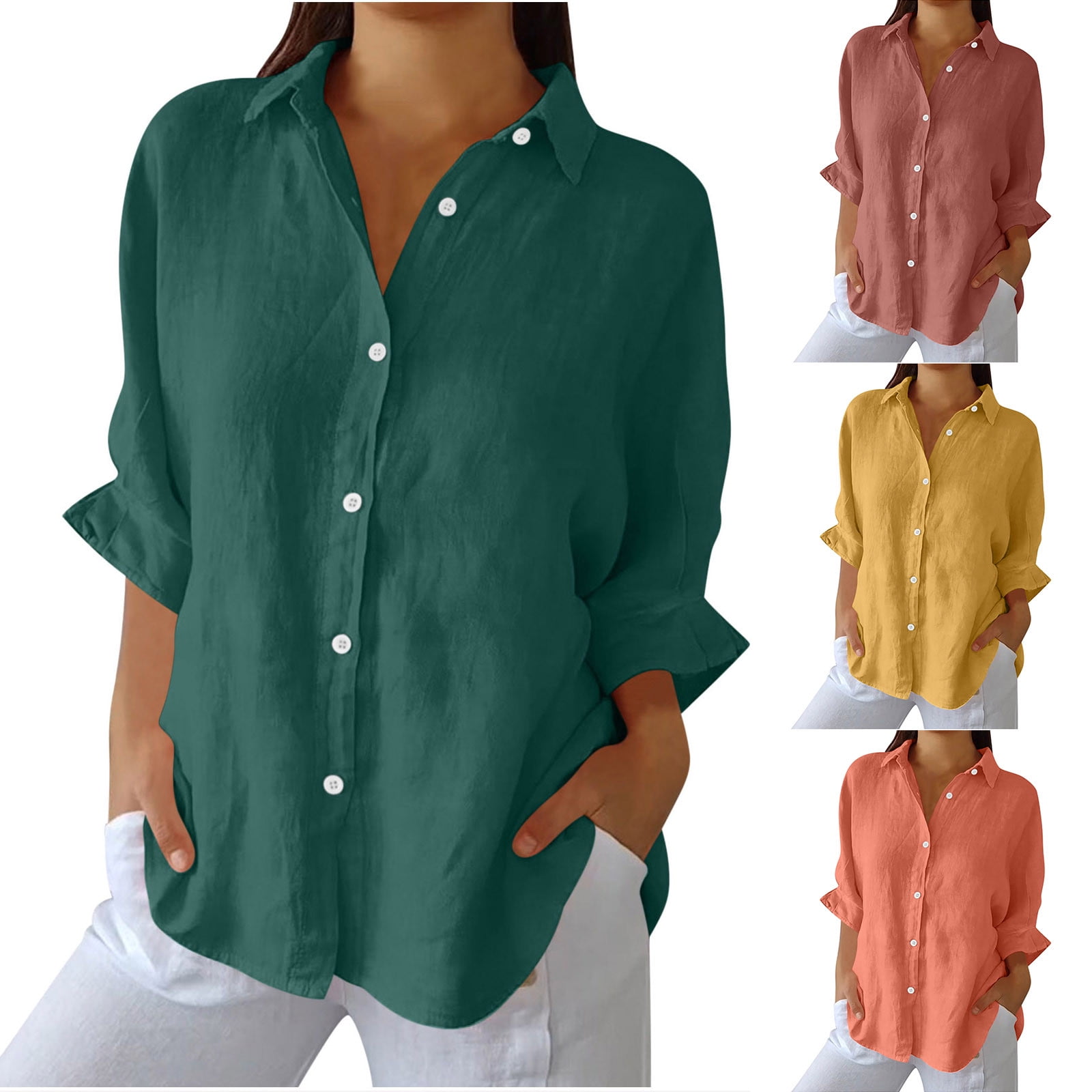 APEXFWDT Womens Button Down Shirts Dress Shirt Long Sleeve Collared ...