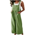 thumbnail image 1 of APEXFWDT Womens Casual Cotton Linen Jumpsuits Sleeveless Wide Leg Loose Romper Overalls Summer Baggy Solid Capri Jumpsuits with Pocket, 1 of 7