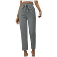 thumbnail image 1 of APEXFWDT Womens Casual High Waist Pencil Pants with Pockets Bow-Knot Cropped Paper Bag Pants for Work Lightweight Dress Pants, 1 of 6