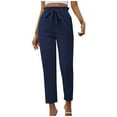 thumbnail image 1 of APEXFWDT Womens Casual High Waist Pencil Pants with Pockets Bow-Knot Cropped Paper Bag Pants for Work Lightweight Dress Pants, 1 of 7