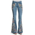 thumbnail image 1 of APEXFWDT Womens Chic Floral Embroidered High-Rise Bell Bottom Flare Jeans Plus Size Boot Cut Leg Long Denim Pants Vintage Denim Jean Pants, 1 of 8